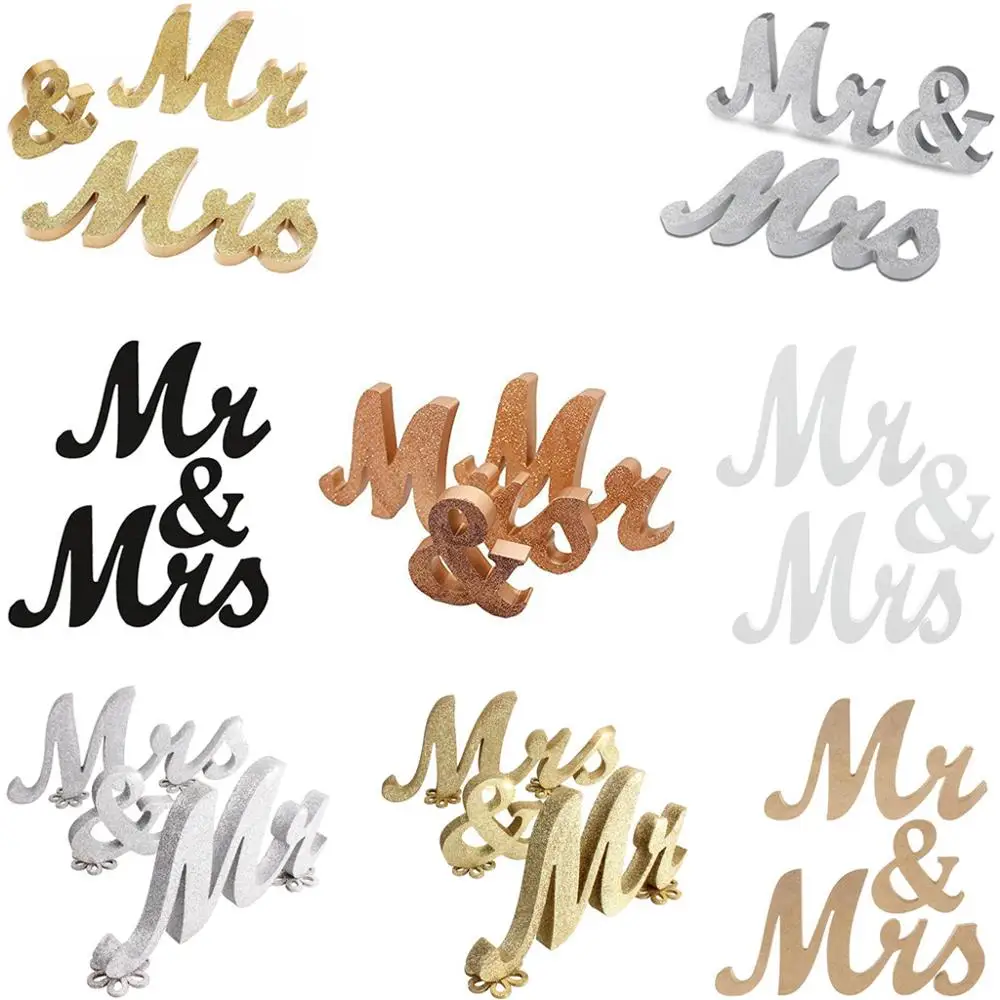 3 шт./компл. Свадебные украшения деревянные MR &amp MRS блестящие буквы знаки вечерние