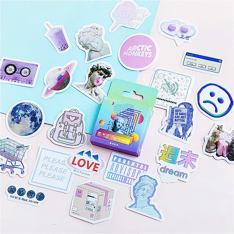 

1@#Hot Sale Cartoon Steam Wave Notebook Notepad Sticker Creative Shine Replaceable Sticker Stationery Gift Traveler Journal