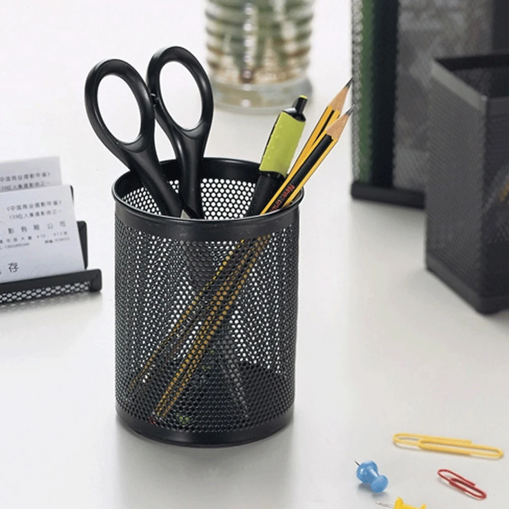 Desktop Pen Holder Metal Mesh Modern Storage Office Ornament Multi Functional Pencil Case Makeup Brush Pot Cosmetic Container | Канцтовары