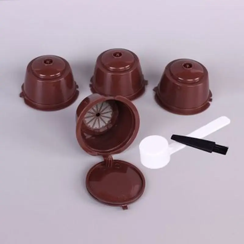 4 шт. многоразовые фильтры для кофейных капсул чашки Nespresso Dolce Gusto с ложкой и щеткой