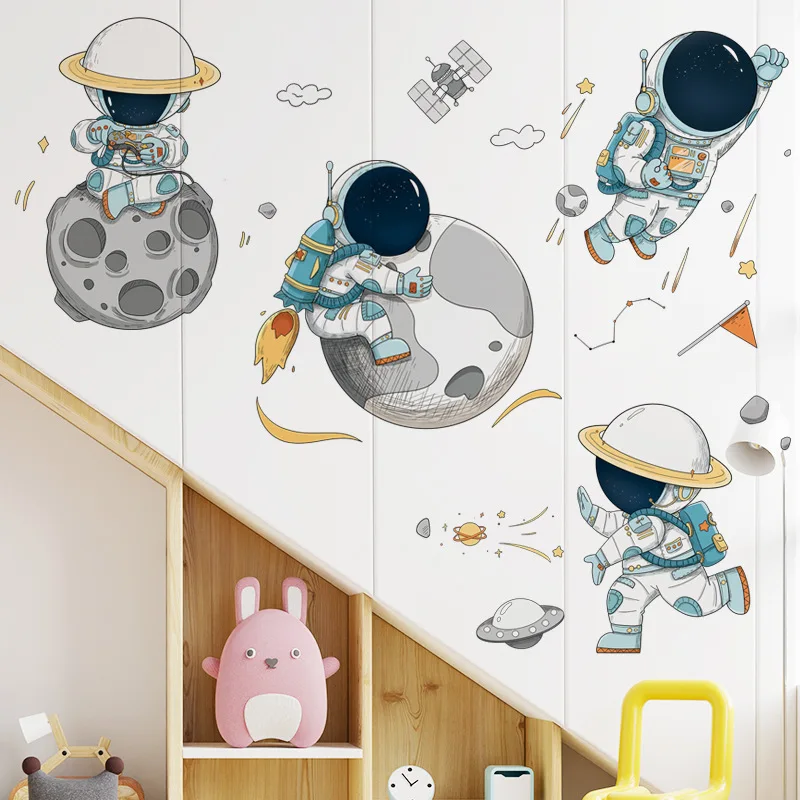 

Cute Astronaut Superman Wall Stickers for Kids room Children Bedroom Kindergarten Wall Decoration Decals Art Murals Home Decor