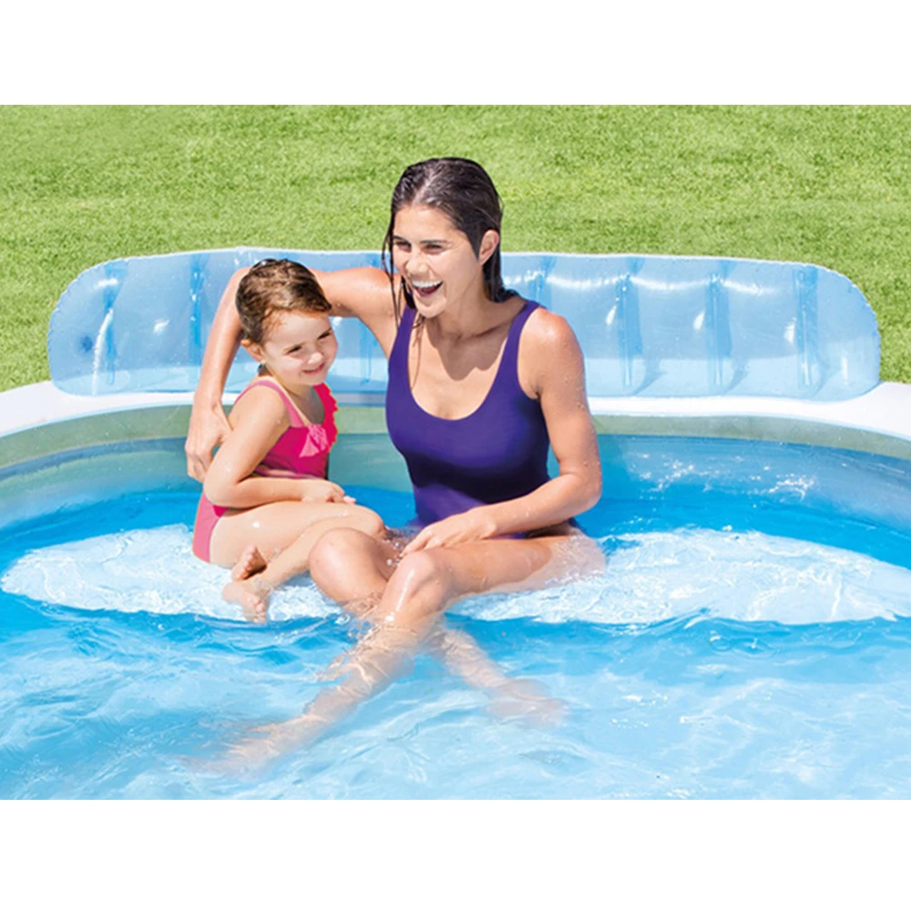 Надувной круглый однотонный бассейн для всей семьи Детская ванна с дренажным