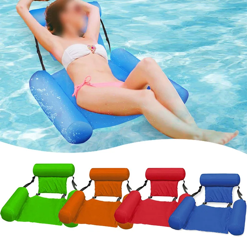 

Pool Water Sport Hammock Summer Inflatable Foldable Floating Row Backrest Air Mattresses Easy Carrying Lounger Chair Accessories