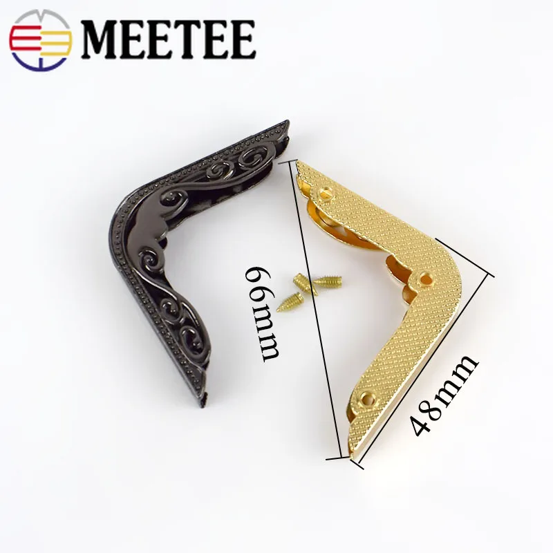 Meetee 4/10 шт. 48 мм уголок с винтовым зажимом для сумки из натуральной кожи для защиты кромок металлические пряжки-Крючки декоративная фурнитура Аксессуары BF162