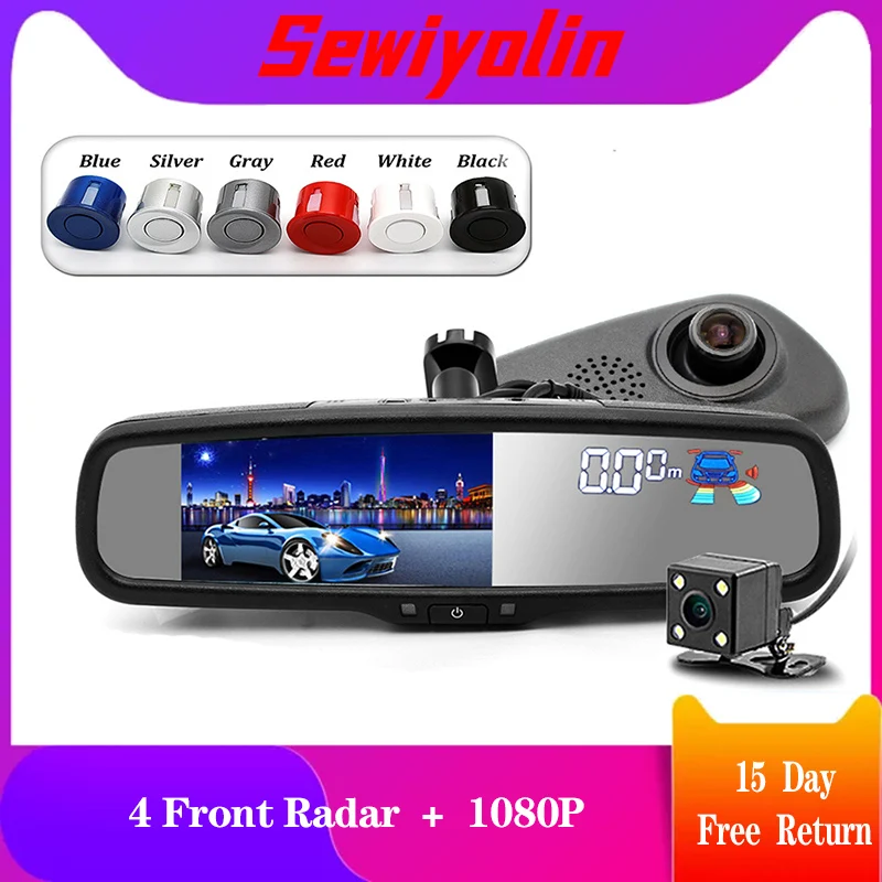 

Video Recorder Car DVR Rearview Mirror 5' HD Monitor Dual Lens Park 4 front Radar 1080P Dash Cam Camera Auto Driving G-sensor