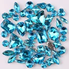 Набор серебряных когтей, 50 шт.пакет, смешанные формы, аквамарин, стекло, кристаллы, стразы, свадебные модельные туфли, сумка, сделай сам, отделка