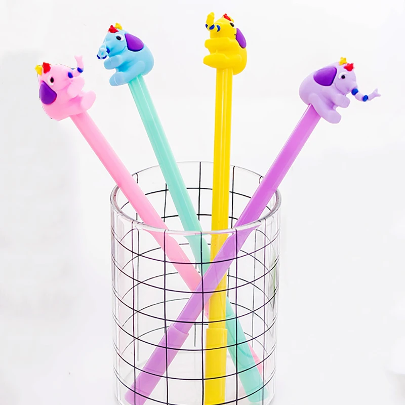 

24Pcs/Batch Korean Cute Pens Elephant Funny Back to School Gel Pen Kawaii Ballpoint Rollerball Item Stationery Stuff Thing Goods