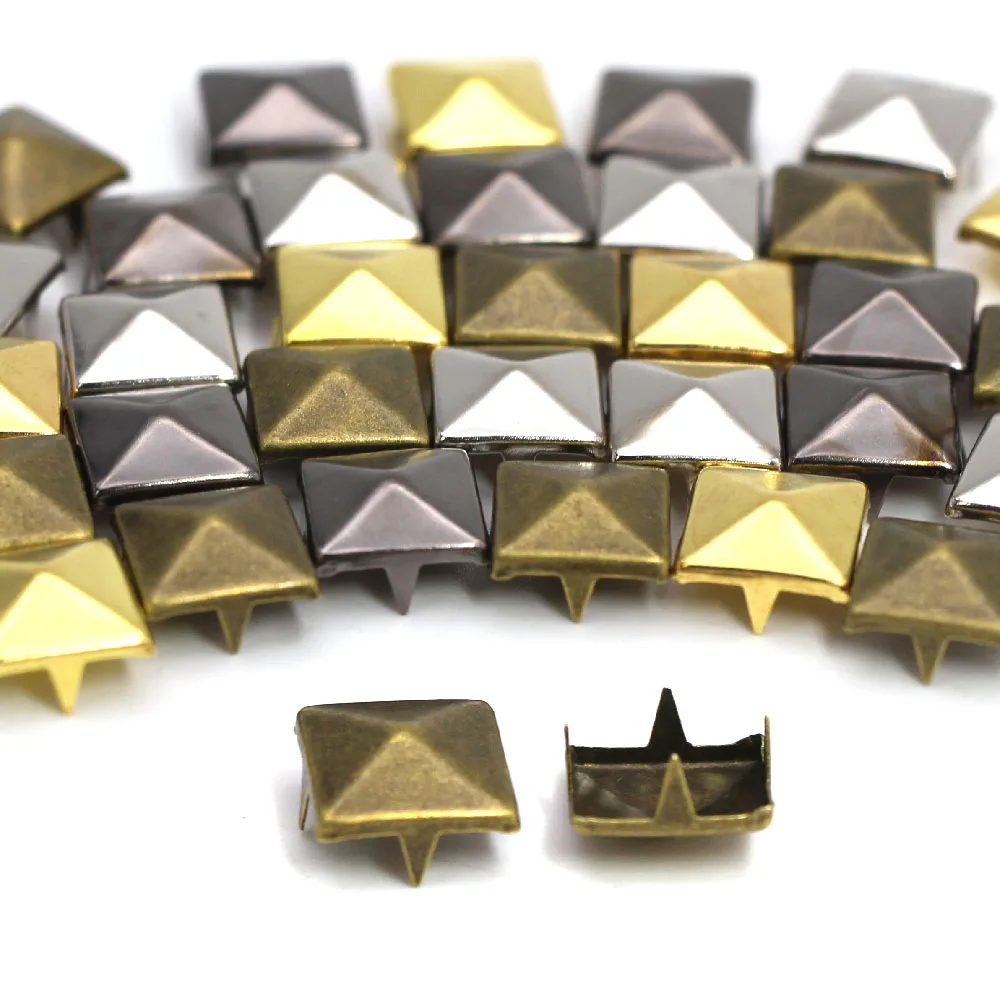 100Pcs Square Rivets 4 Claw Spikes And Studs Punk Leather For Jeans Clothes 6-12MM Gold/Silver/Black/Bronze DIY | Дом и сад