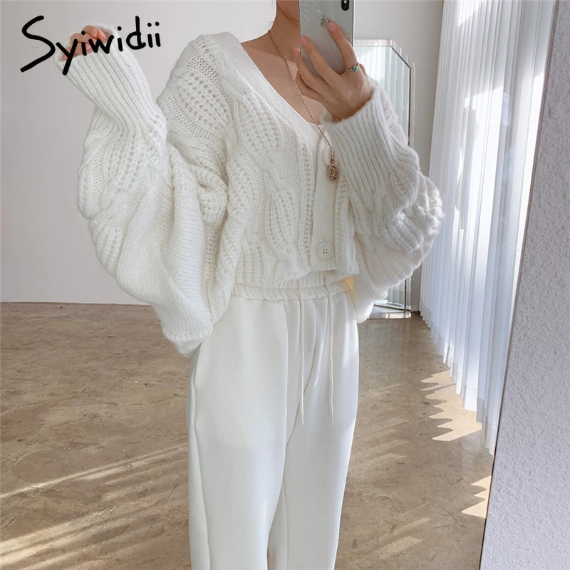 Кардиган женский вязаный Syiwidii винтажный свитер с перекрещивающимися швами рукав