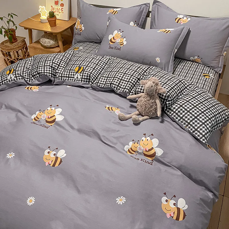 

Four-Piece Bed Sheet, Duvet Cover, Pillowcase, 100% Cotton, Comfortable At Home, Bedding, Stylish And Simple