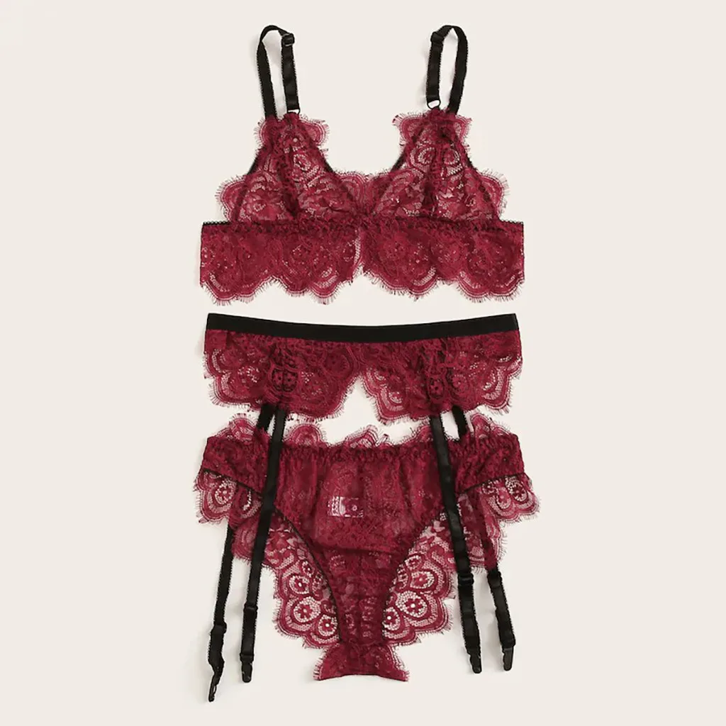 Цветочный кружевной подвязки сексуальный комплект нижнего белья женское нижнее