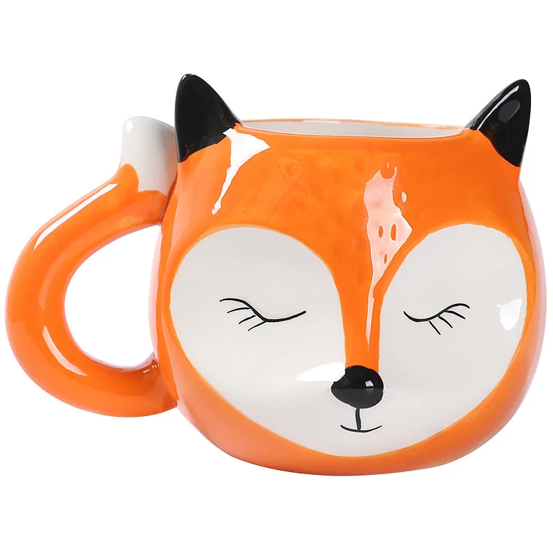 

350ML Creative Animal Ceramic Mug Fox Swan Whale 3D Cartoon Coffee mugs with Handle Personalized Office Cup