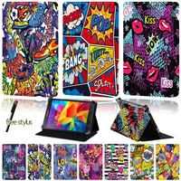 universal tablet case for samsung galaxy tab 2tab 3 tab 4tab 10 1tab 10 1 lte graffiti pattern series flip cover casestylus