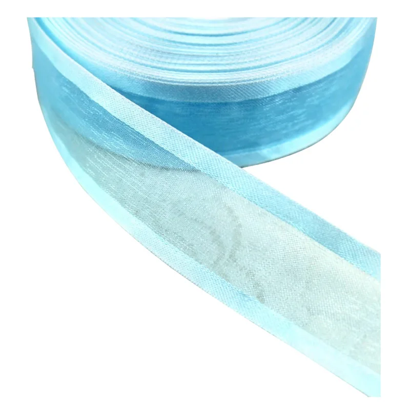 20 мм небесно-голубые ленты из органзы оптовая продажа декоративные для упаковки