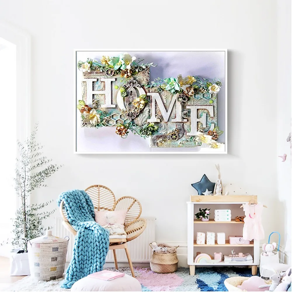 

Huacan 5D Diamond Painting HOME Full Square/Round Flower Diamond Embroidery Landscape wall Decoration Diamond Art