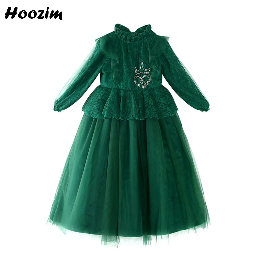 

Emerald Green Tulle Lace Pageant And Weddding Party Dress Girls 3 To 11 Years Lantren Long Sleeve Prom And Evening Dresses Child