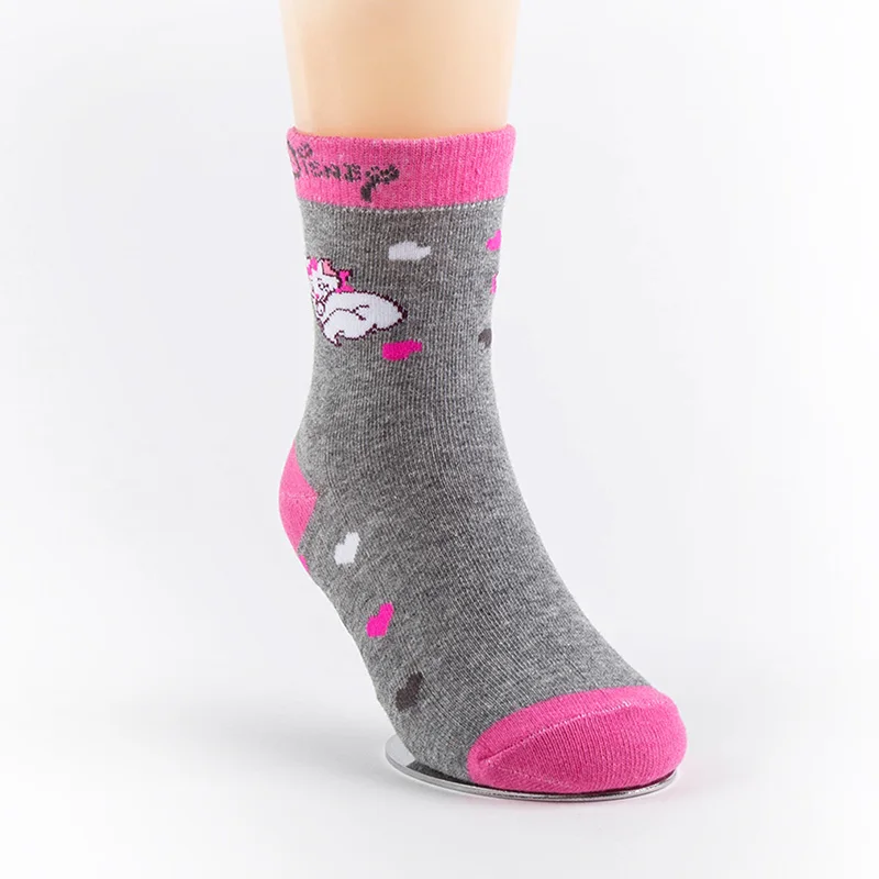 Grey THREEGUN X disney Marie Cat, 1 пара носков для девочек носки с героями мультфильмов полосатые дышащие мягкие детские носки для девочек 3 пары/партия - Цвет: Grey