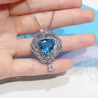 new fashion angel wings pendant necklace inlay fat triangle cubic zirconia exquisite jewelry for women wedding engagement gifts