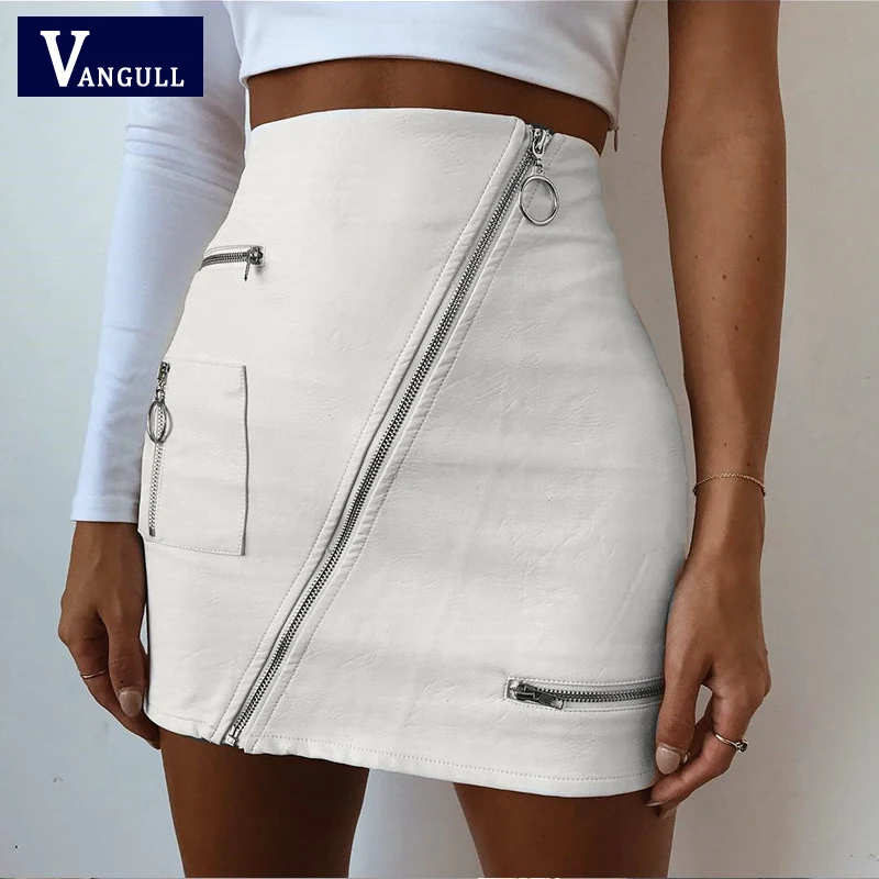 Женская короткая юбка Vangull белая однотонная в стиле бохо на молнии