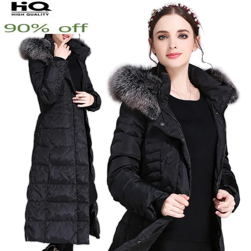 

Women's Down Jacket Long Coat Female Jacket Women Winter Clothes Warm Plus Size Fox Fur Collar Casaco Feminino Inverno Pph760