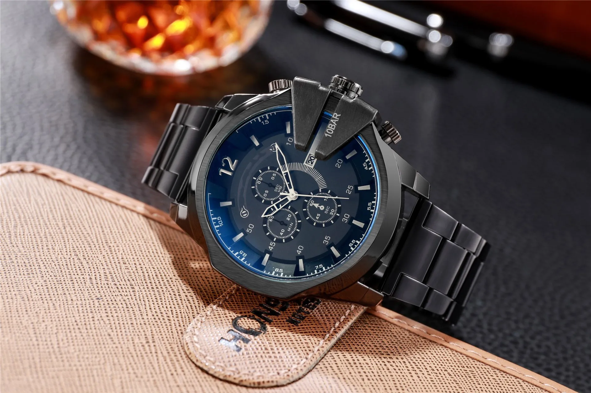

Double Machine Watch Large Plate Quartz Watch Stainless Steel Calendar 4318 Steel Belt Couple Watches Pair Men and Women
