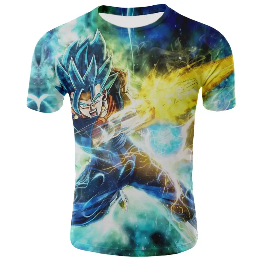 Dragon Ball Z серия футболка Goku Для мужчин рубашки с коротким рукавом рисунком из