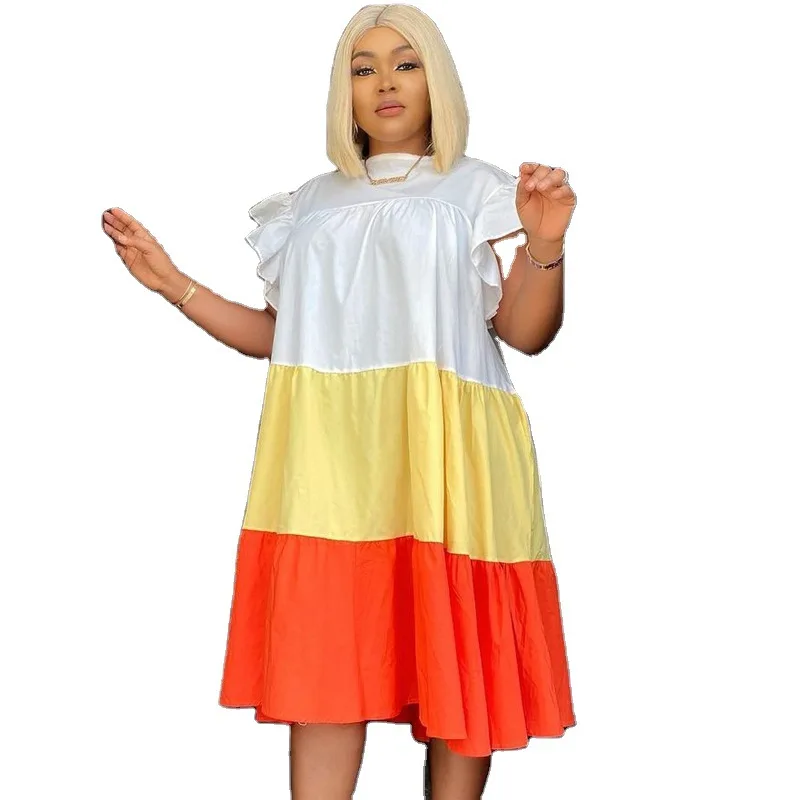 

African Dresses for Women 2021 Summer African Women Short Sleeve Plus Size Dress African Clothes African Dress Woman Dress
