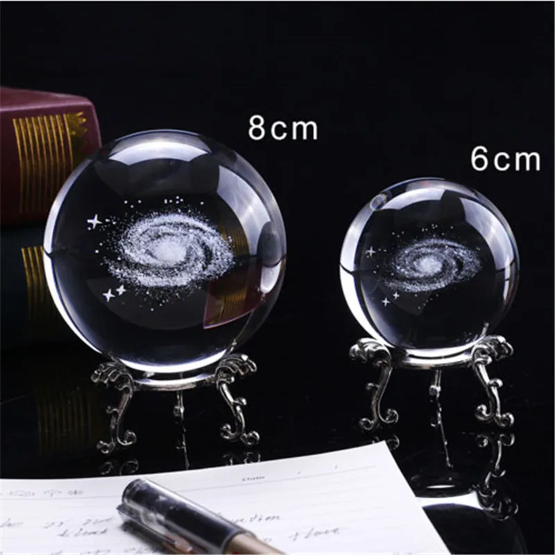 

6CM 8CM Diameter Laser Engraved Solar System Ball 3D Miniature Planets Model Sphere Glass Globe Ornament Home Decor Gift