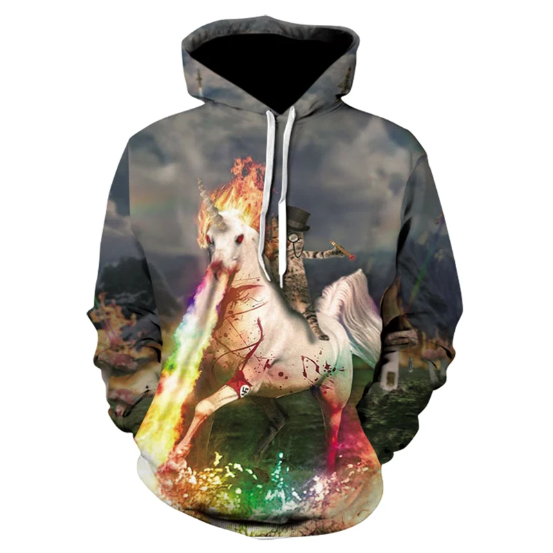 

Beautiful Harajuku Hoodie 3D Printing Horse Pattern Men's Sweatshirt Pullover Long Sleeve Hooded Sweatshirt