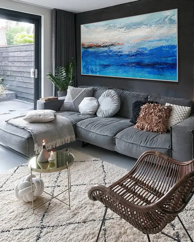 Beste Extra Grote Geweven Hedendaagse Wall Art Oversize Textuur Moderne Kunstwerk Horizontale Abstract Acryl Panoramisch Canvas Schilderij