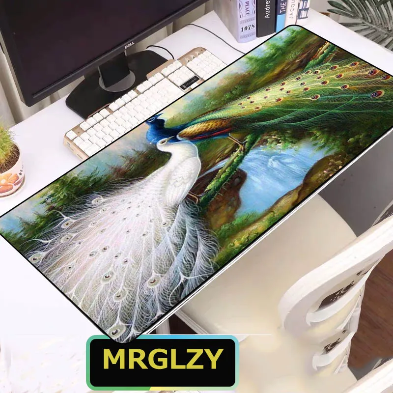 

MRGLZY Peacock mouse pad RBG gaming console accessories natural rubber waterproof and LED desk mat slippery household carpet mat