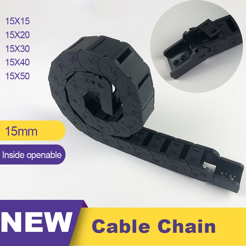 

15 mm Inner Height Plastic Towline Cable Chain Drag Chain L 1 m For Instrument Machine Equipment Protect Cable