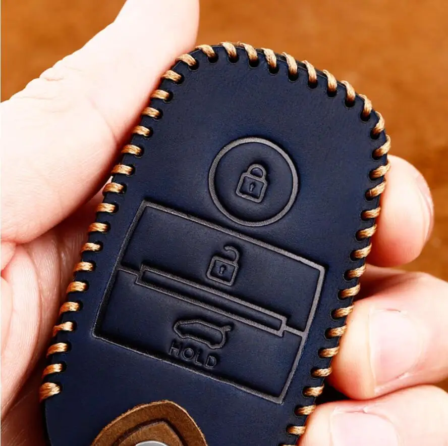 Чехол для ключей ручной работы из натуральной кожи с цепочкой и карманом KIA Sportage