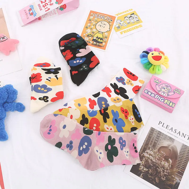 Sfree 6Pairs Cute Japanese Socks Female Ins Tide Summer Thin Non-Slip Invisible Socks Net Red Super Hot Student Cartoon