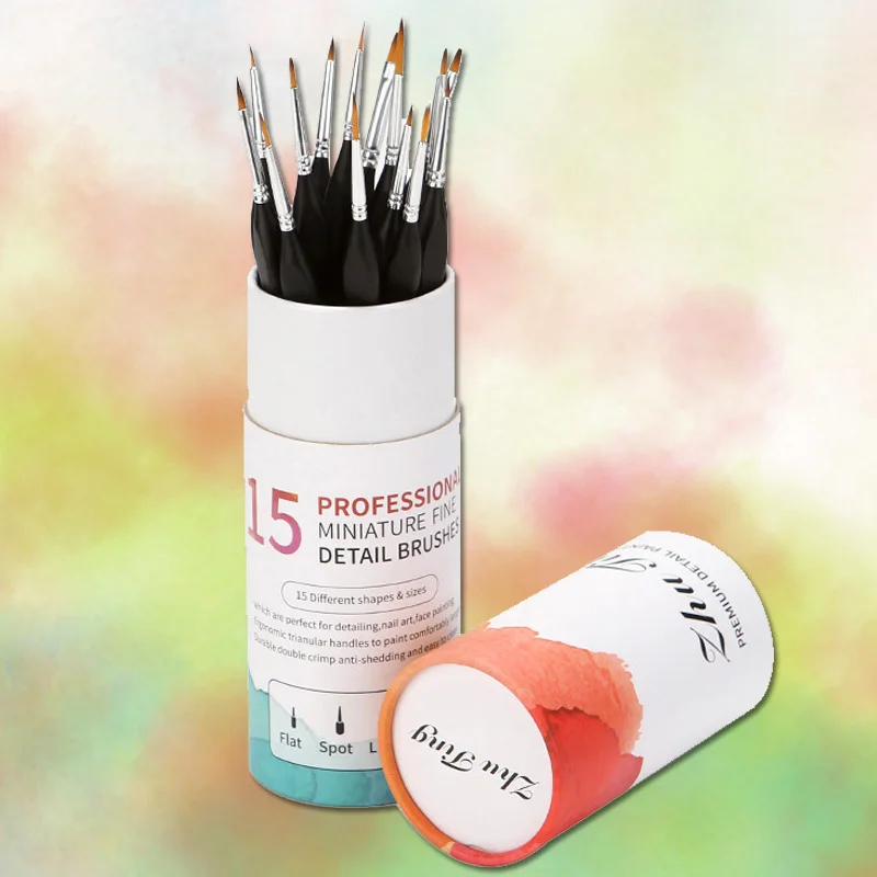 

15pcs nylon hair hook line pens Cylinder packaging triangle rod watercolor pens Oil Micro Fine Detail Brushes Art paint brushes