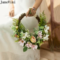 janevini artificial spring wedding bouquets fleur white pink flowers bride bridesmaid photography wreath hand holding garland