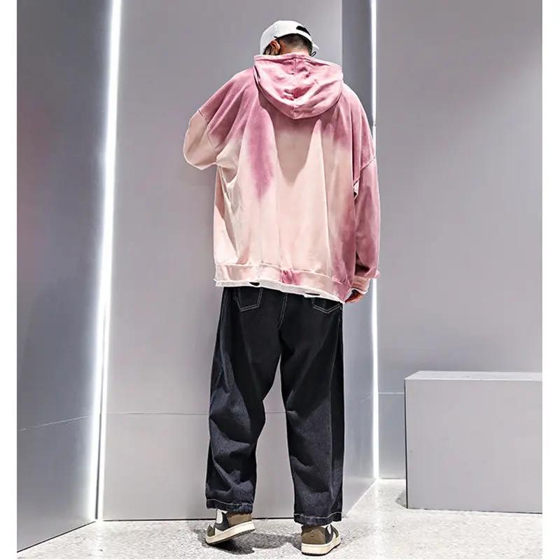 

Oversized Sweatshirt Man Spring and Autumn Fashion Hoodie Men Tie-Dye Gradient High Street Hip-hop Loose Plus Size Hoodies