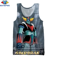 sonspee vintage anime goldorak vest 3d printing men womens summer fashion man punk robot oversize sleeveless tshirt kids top