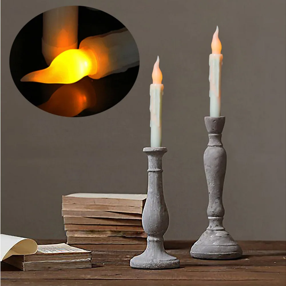 

6pcs Flameless Candle Flickering Slim Drip LED Candles for Home Wedding Decoration Without Battery Yellow Light