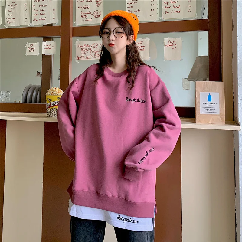 

Real Shot Small Letter Embroidered Mid-Length Pullover Sweater