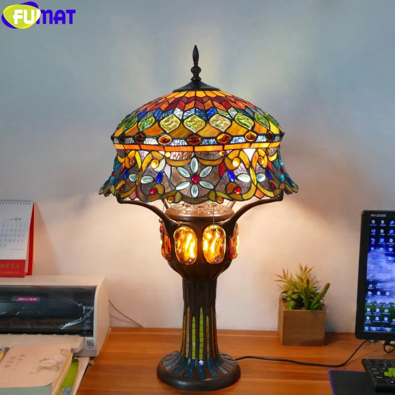 Настольная лампа FUMAT в стиле Тиффани цветной ретро светильник античном редкая