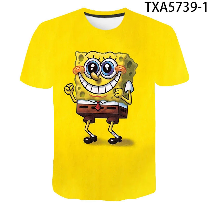

2021 Funny 3D Printed Children's Sponge Cartoon Character T-shirt for Men and Women Couples