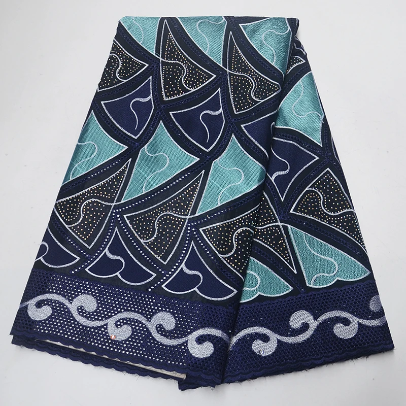 

Navy blue Swiss voile lace in Switzerland 2019 high quality stones french African cotton Korean dry lace fabric for women men