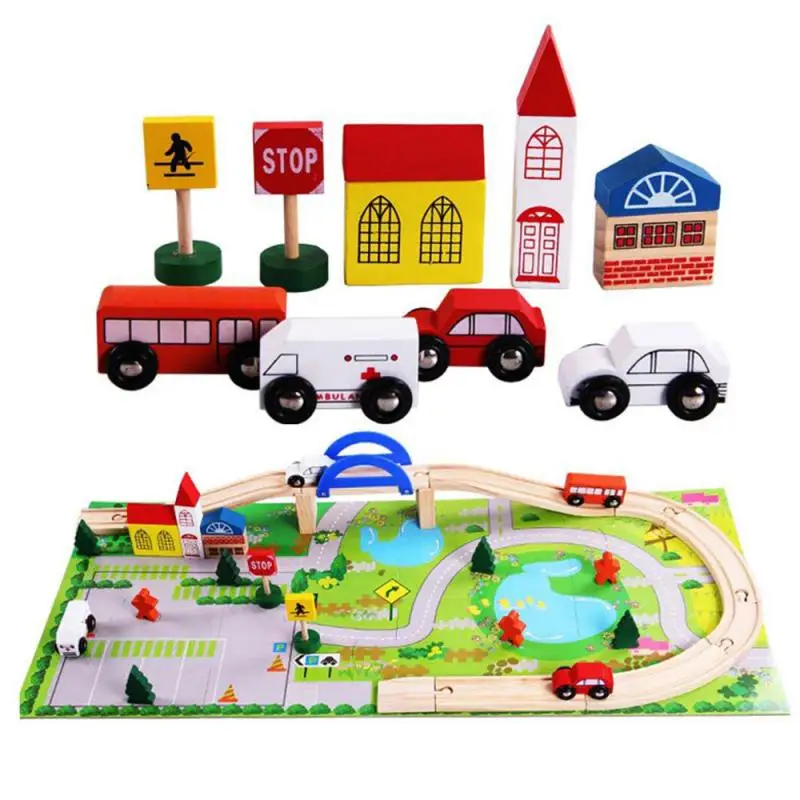 

Wooden Toy Small Train Track Car Play House Children's Educational Early Childhood Education Toy Building Block Car Construction