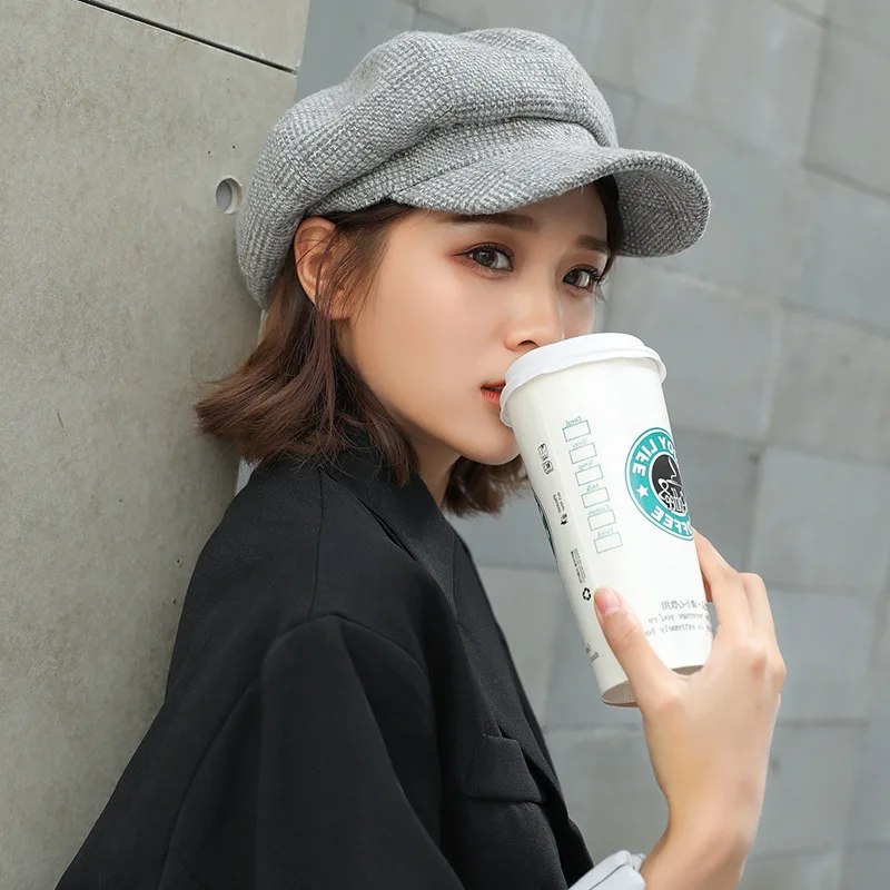 RICORIT новая восьмиугольная шляпа женский художник Берет шерстяной толстые модные