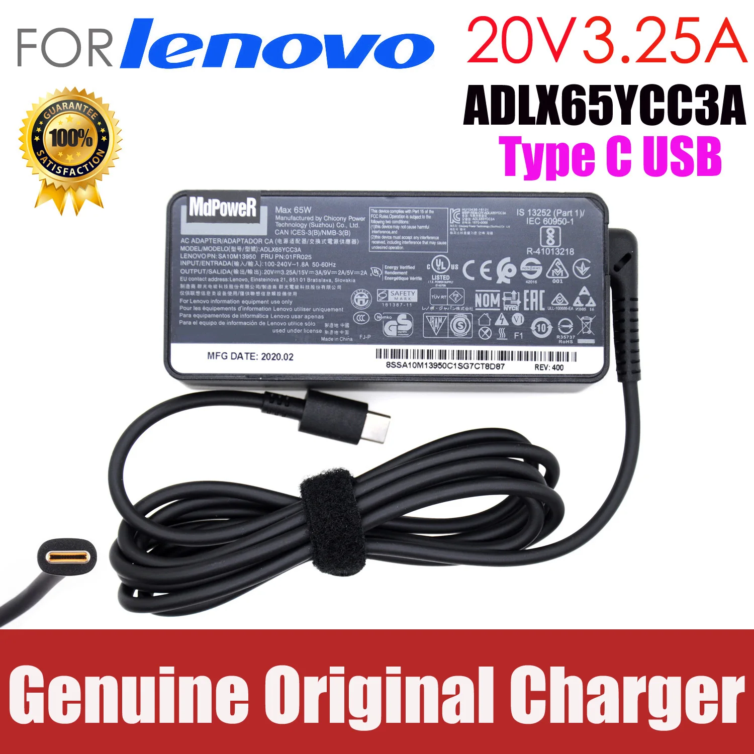 Original 65W TYPE AC Adapter Laptop Charger for Lenovo ThinkPad New X1 Yoga/Carbon X13 T14 A285 Yoga5/6 X1 carbon 2017/2018/2019
