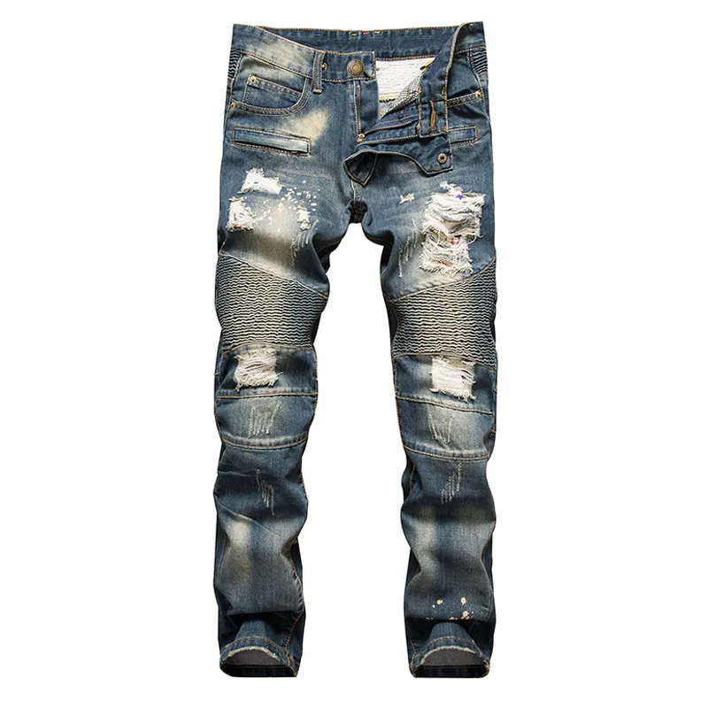 

2C Sells European And American Jeans wide leg jeans custom logo print on product and package from 1pc dropship