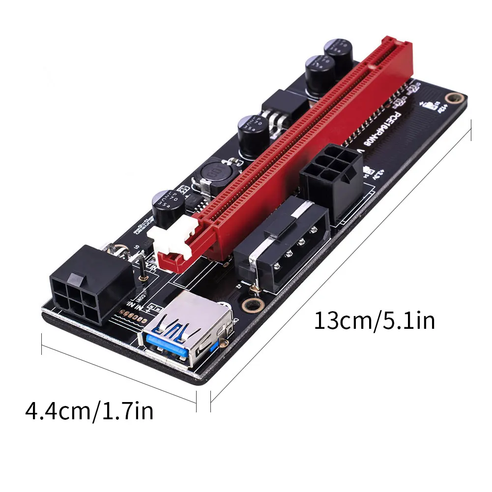 

Riser Adapter Card PCI-E VER009 USB 3.0 Extender Riser Adapter Card SATA 15 Pin To 6 Pin Power Cable PCIE Connector 6PCS Black