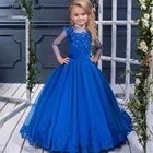 Детское кружевное платье с аппликацией, с длинным рукавом
