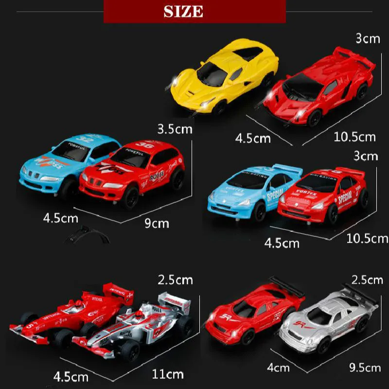 

Plastic Track Sports Car Electric/hand Cranking For Track Racing Super Sports Car With Lights 2pcs Child Toy Track Special Car